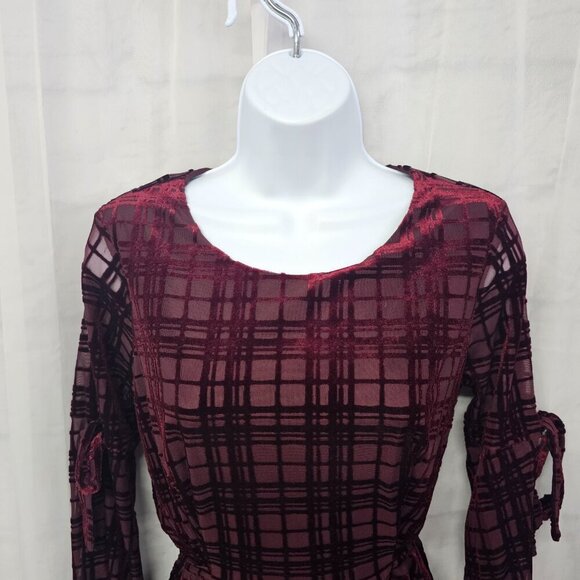 LC Lauren Conrad Burgundy Purple Velour Goth Boho Dress Sheer Fairy S - Picture 2 of 15